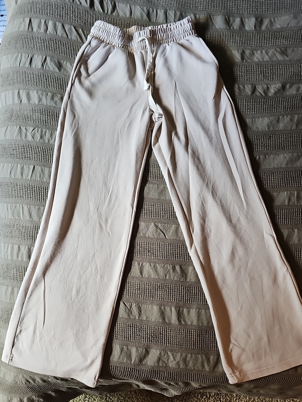 Relaxed Cream Drawstring Jogger Pants for Women